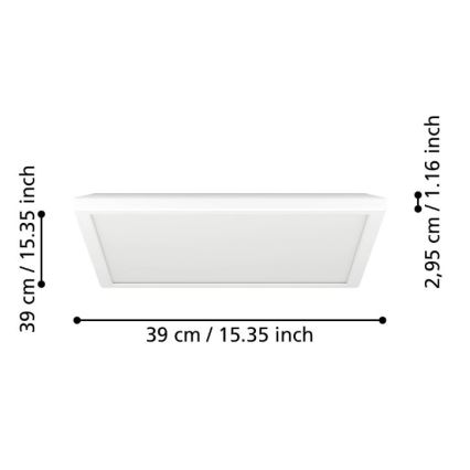 Eglo - LED Aptumšojama āra griestu lampa LED/17,6W/230V 2700-6500K 39x39 cm IP44 balta + tālvadības pults