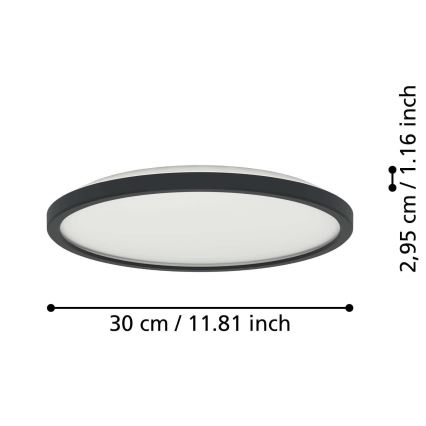Eglo - LED RGBW Aptumšojama āra griestu lampa LED/13,9W/230V 2700-6500K d. 30 cm IP44 melna ZigBee