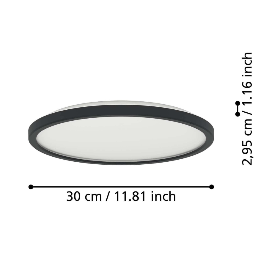 Eglo - LED RGBW Aptumšojama āra griestu lampa LED/13,9W/230V 2700-6500K d. 30 cm IP44 melna ZigBee