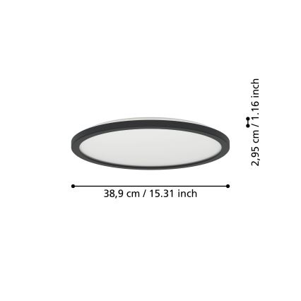 Eglo - LED RGBW Aptumšojama āra griestu lampa LED/18,5W/230V 2700-6500K d. 38,9cm IP44 melna ZigBee