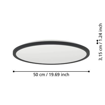 Eglo - LED RGBW Aptumšojama āra griestu lampa LED/16,8W/230V 2700-6500K d. 50 cm IP44 melna ZigBee