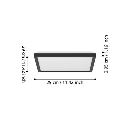 Eglo - LED RGBW Aptumšojama āra griestu lampa LED/13,4W/230V 2700-6500K 29x29 cm IP44 melna