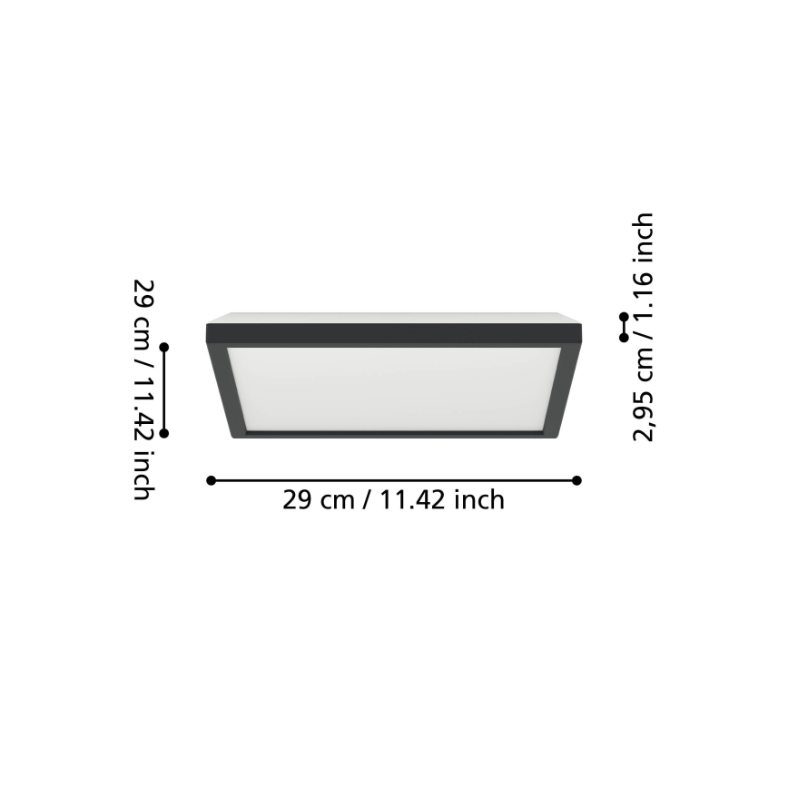 Eglo - LED RGBW Aptumšojama āra griestu lampa LED/13,4W/230V 2700-6500K 29x29 cm IP44 melna