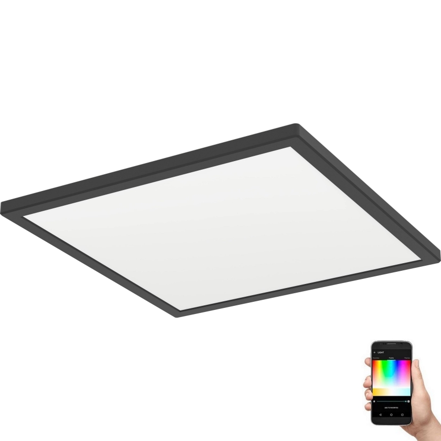 Eglo - LED RGBW Aptumšojama āra griestu lampa LED/17,6W/230V 2700-6500K 39x39 cm IP44 melna ZigBee