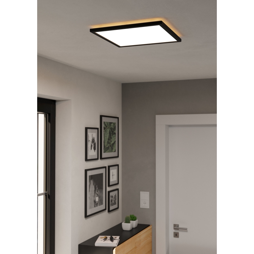 Eglo - LED RGBW Aptumšojama āra griestu lampa LED/17,6W/230V 2700-6500K 39x39 cm IP44 melna ZigBee