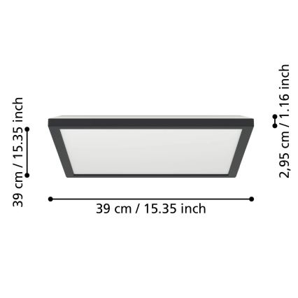 Eglo - LED RGBW Aptumšojama āra griestu lampa LED/17,6W/230V 2700-6500K 39x39 cm IP44 melna ZigBee