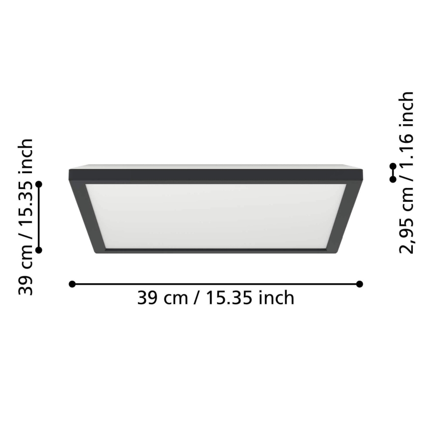 Eglo - LED RGBW Aptumšojama āra griestu lampa LED/17,6W/230V 2700-6500K 39x39 cm IP44 melna ZigBee