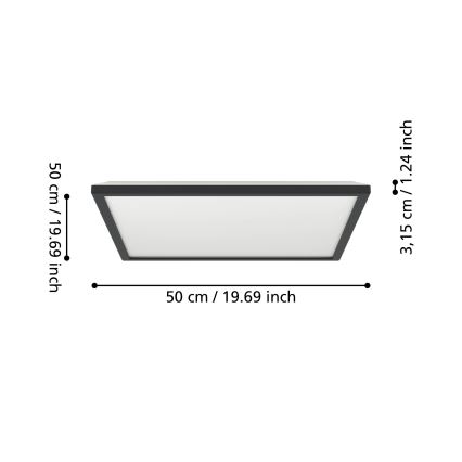 Eglo - LED RGBW Aptumšojama āra griestu lampa LED/17W/230V 2700-6500K 50x50cm IP44 melna ZigBee