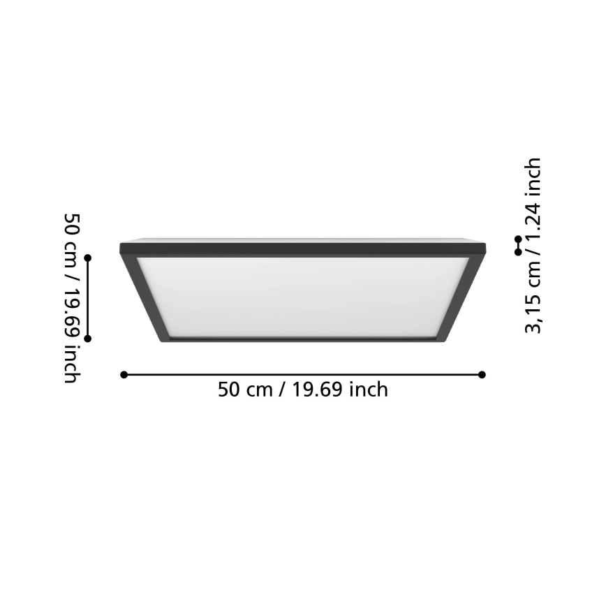 Eglo - LED RGBW Aptumšojama āra griestu lampa LED/17W/230V 2700-6500K 50x50cm IP44 melna ZigBee