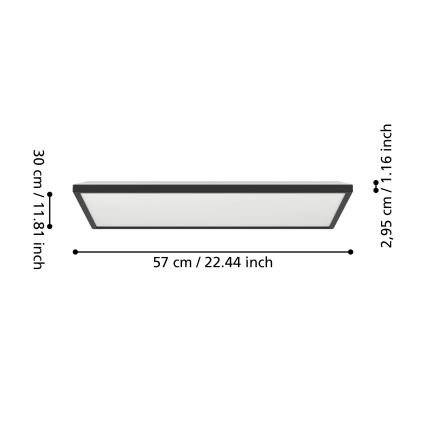 Eglo - LED RGBW Aptumšojama āra griestu lampa LED/17,2W/230V 2700-6500K 30x57cm IP44 melna ZigBee