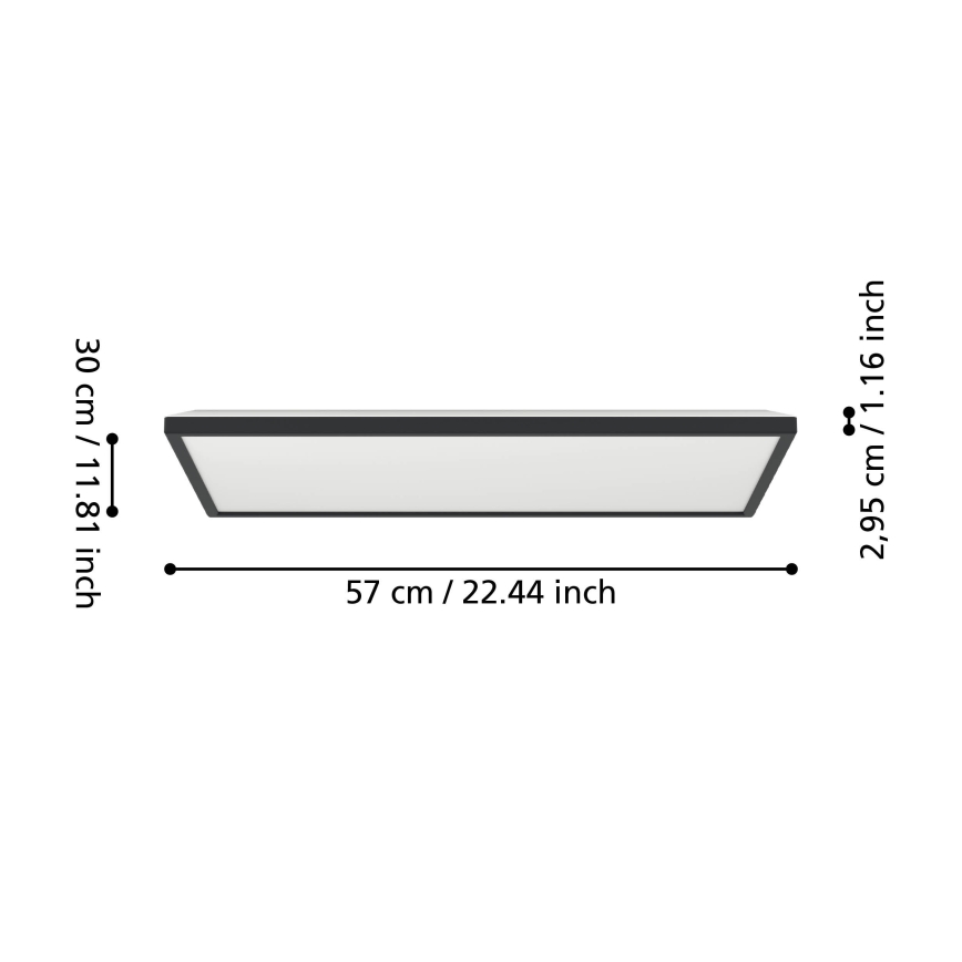 Eglo - LED RGBW Aptumšojama āra griestu lampa LED/17,2W/230V 2700-6500K 30x57cm IP44 melna ZigBee