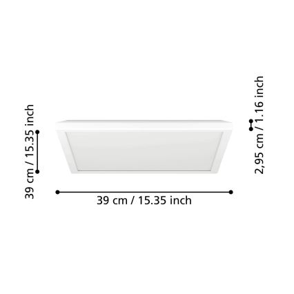 Eglo - LED RGBW Aptumšojama āra griestu lampa LED/17,6W/230V 2700-6500K 39x39 cm IP44 balta ZigBee