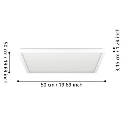 Eglo - LED RGBW Aptumšojama āra griestu lampa LED/17W/230V 2700-6500K 50x50 cm IP44 balta ZigBee