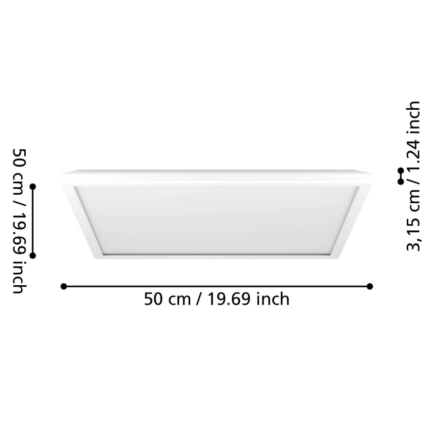 Eglo - LED RGBW Aptumšojama āra griestu lampa LED/17W/230V 2700-6500K 50x50 cm IP44 balta ZigBee