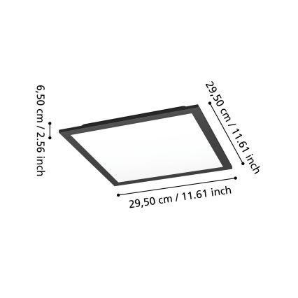 Eglo - LED RGBW ar regulējamu spilgtumu griestu gaismeklis LED/14W/230V 2700-6500K 30x30 cm melns