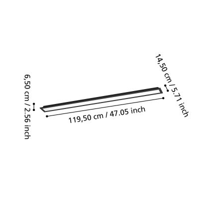 Eglo - LED RGBW aptumšojams uz virsmas montējams LED panelis/28W/230V 2700-6500K 120x15 cm melns