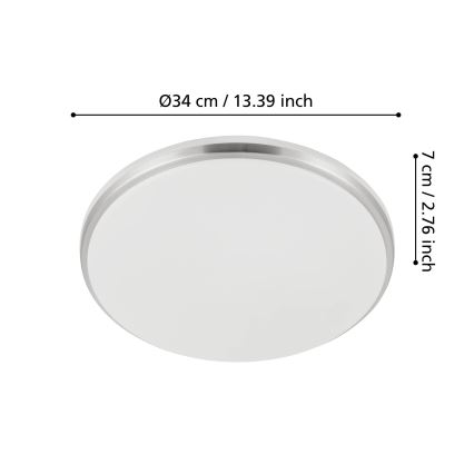 Eglo - LED vannas istabas griestu lampa LED/18W/230V 3000/4000/6500K IP54 matēts hroms
