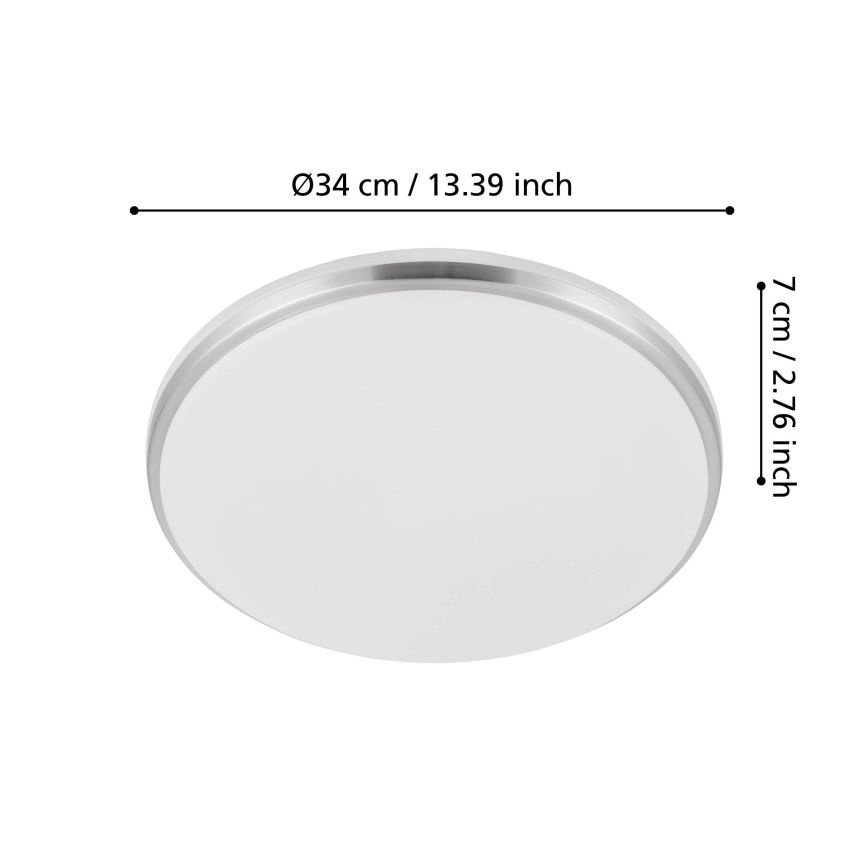 Eglo - LED vannas istabas griestu lampa LED/18W/230V 3000/4000/6500K IP54 matēts hroms