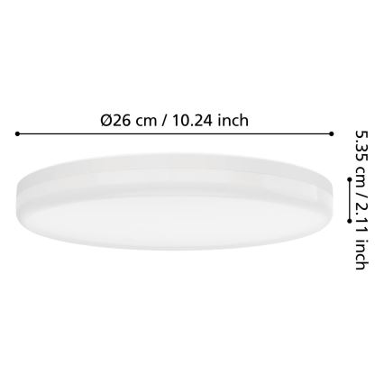 Eglo - LED griestu gaismeklis vannas istabai LED/16,5 W/230 V 2700/4000/6500 K Ø 26 cm IP54 balts