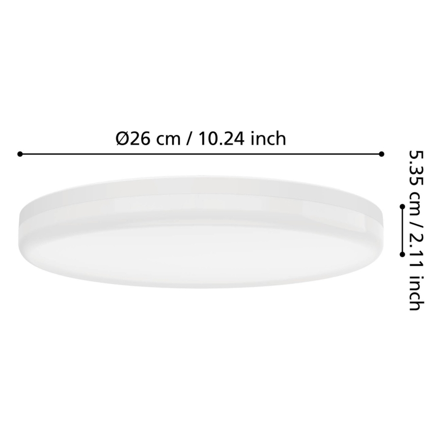 Eglo - LED griestu gaismeklis vannas istabai LED/16,5 W/230 V 2700/4000/6500 K Ø 26 cm IP54 balts