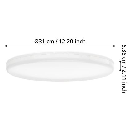 Eglo - LED vannas istabas griestu gaismeklis LED/20W/230V 2700/4000/6500K Ø 31 cm IP54 balta
