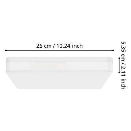 Eglo - LED vannas istabas griestu gaismeklis LED/16,5W/230V 2700/4000/6500K 26x26 cm IP54 balts