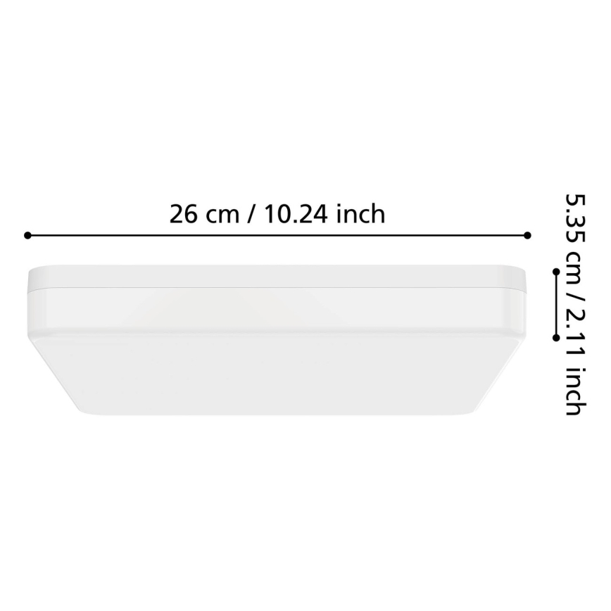 Eglo - LED vannas istabas griestu gaismeklis LED/16,5W/230V 2700/4000/6500K 26x26 cm IP54 balts