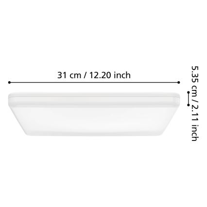Eglo - LED vannas istabas griestu gaismeklis LED/20W/230V 2700/4000/6500K 31x31 cm IP54 balts