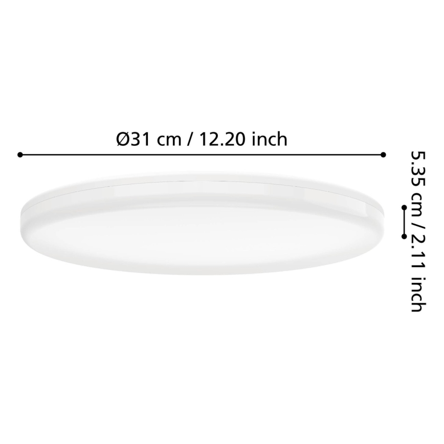 Eglo - LED vannas istabas griestu gaismeklis ar kustības sensoru LED/20W/230V 2700/4000/6500K Ø 31 cm IP54 balts