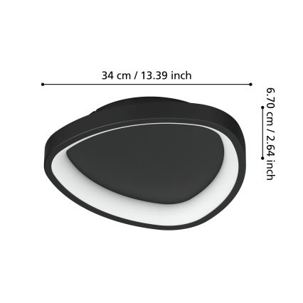 Eglo - LED Aptumšojama griestu lampa LED/12W/230V 2700-6500K melna + tālvadības pults