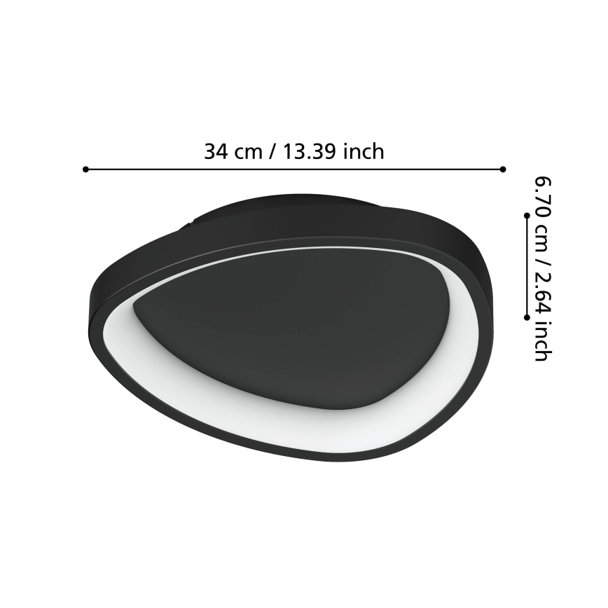 Eglo - LED Aptumšojama griestu lampa LED/12W/230V 2700-6500K melna + tālvadības pults