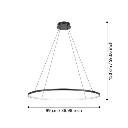 Eglo - LED Aptumšojama lustra ar auklu LED/40W/230V 2700-6500K melna + tālvadības pults
