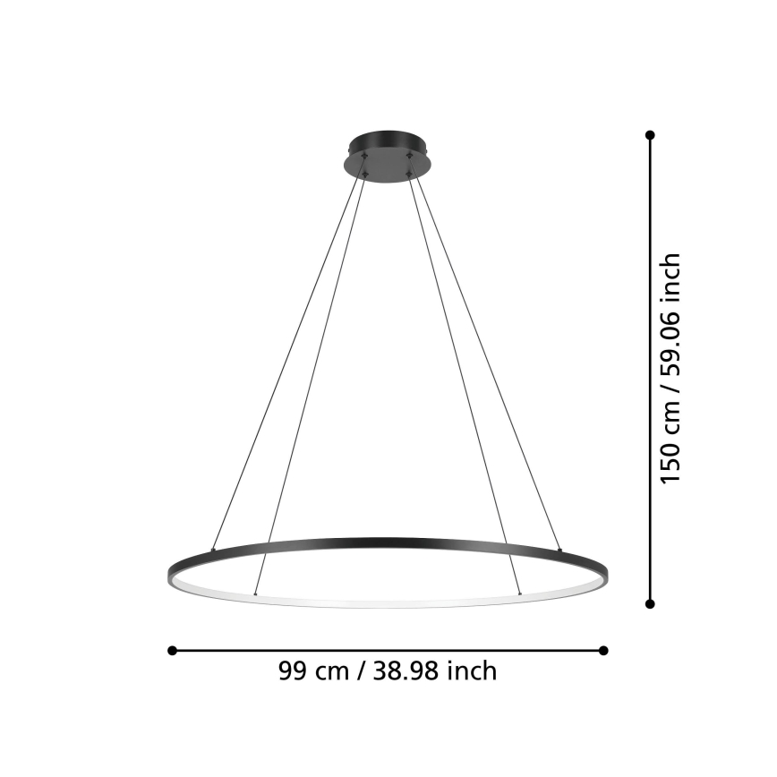 Eglo - LED Aptumšojama lustra ar auklu LED/40W/230V 2700-6500K melna + tālvadības pults