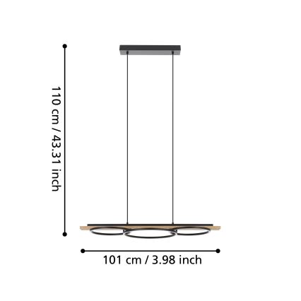 Eglo - LED Aptumšojama lustra ar auklu 2xLED/12,5W/230V+1xLED/15,5W 3000K bēša/melna