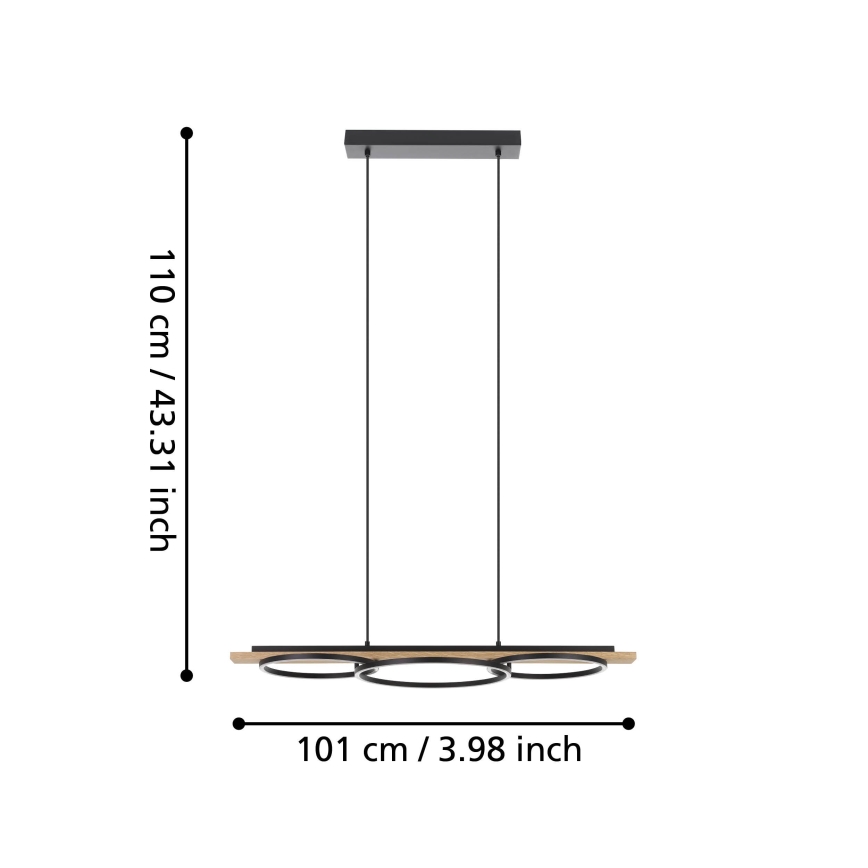 Eglo - LED Aptumšojama lustra ar auklu 2xLED/12,5W/230V+1xLED/15,5W 3000K bēša/melna