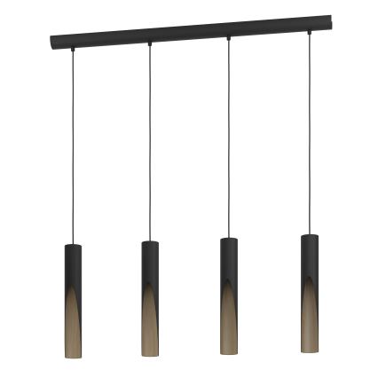 Eglo - LED Lustra ar auklu 4xGU10/4,5W/230V 3000K melna/brūna