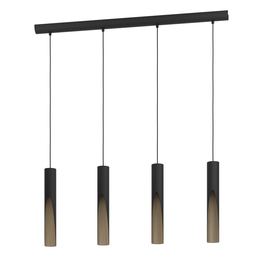 Eglo - LED Lustra ar auklu 4xGU10/4,5W/230V 3000K melna/brūna
