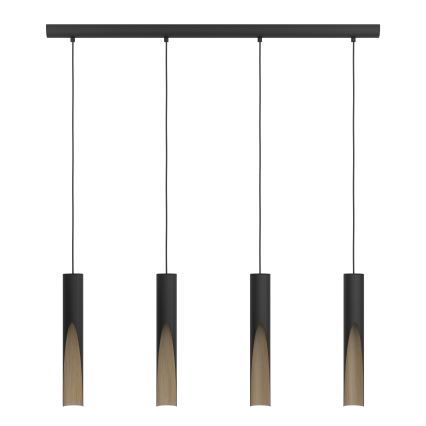 Eglo - LED Lustra ar auklu 4xGU10/4,5W/230V 3000K melna/brūna