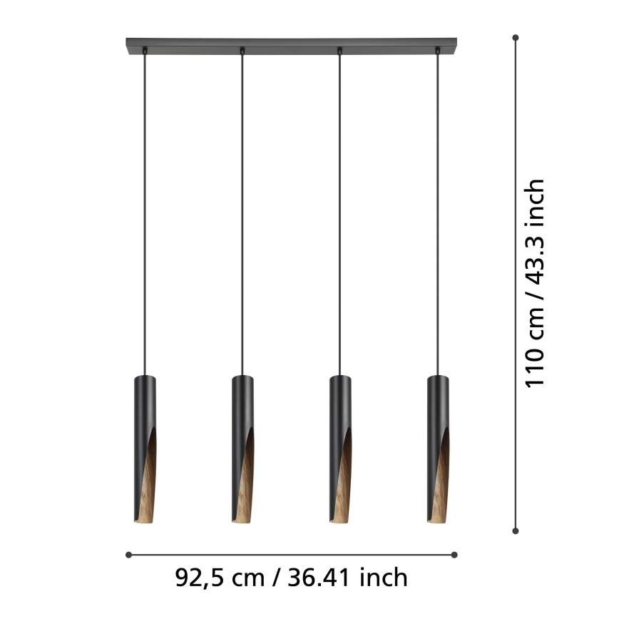 Eglo - LED Lustra ar auklu 4xGU10/4,5W/230V 3000K melna/brūna
