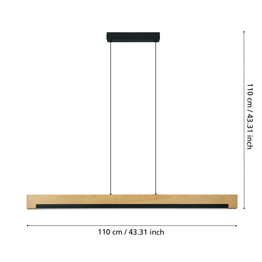 Eglo - LED Aptumšojama lustra ar auklu LED/25,5W/230V 3000K melna/bēša