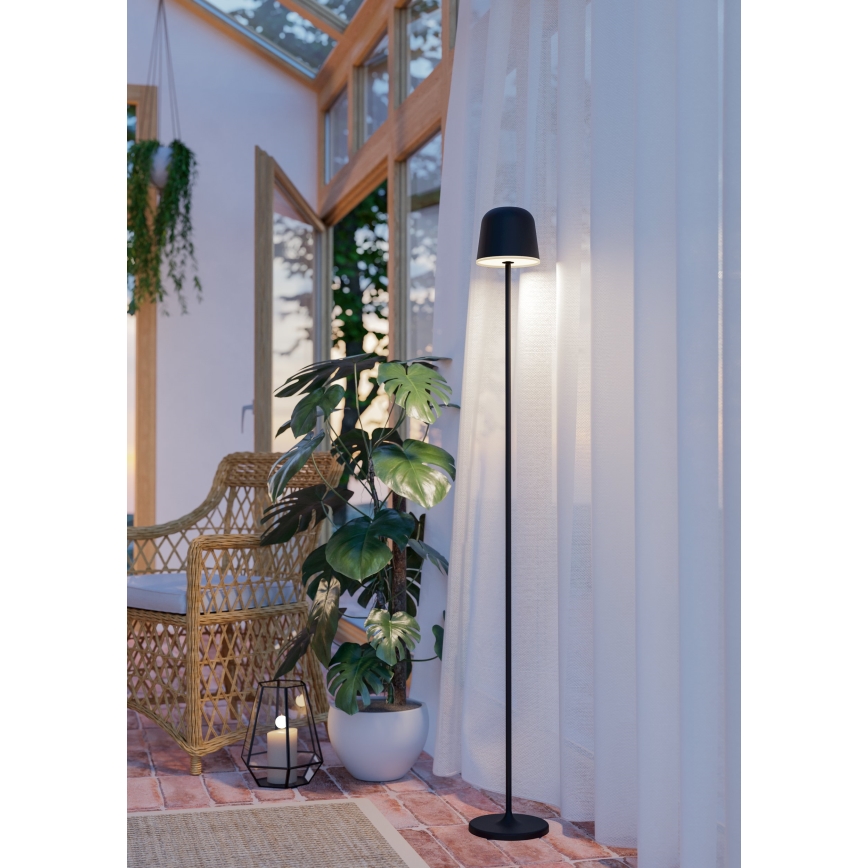 Eglo - LED Aptumšojama āra uzlādējams grīdas stāvlampa LED/4,3W/5V 2400/3000/4000K IP54 melna