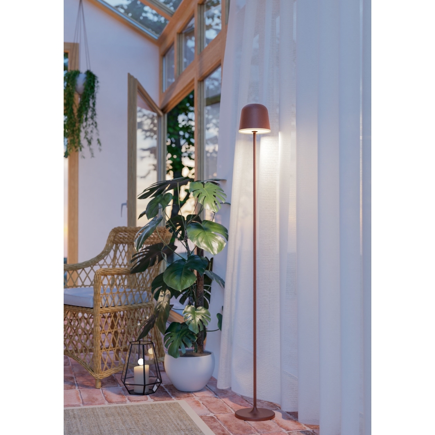 Eglo - LED Aptumšojama āra uzlādējams grīdas stāvlampa LED/4,3W/230V 2400/3000/4000K IP54 brūna