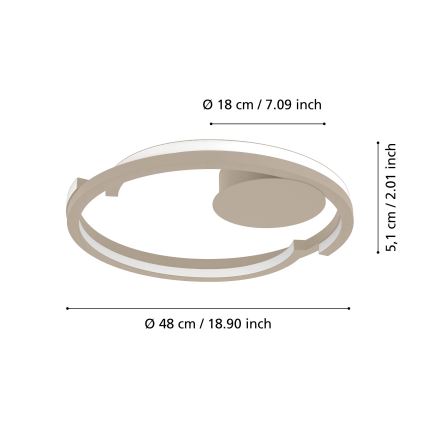 Eglo - LED aptumšojama griestu lampa 2xLED/20W/230V 2700-6500K Ø 48 cm bēša + tālvadības pults