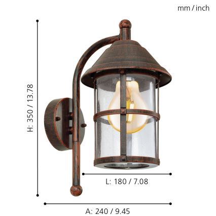 Eglo - Āra sienas lampa 1xE27/60W/230V