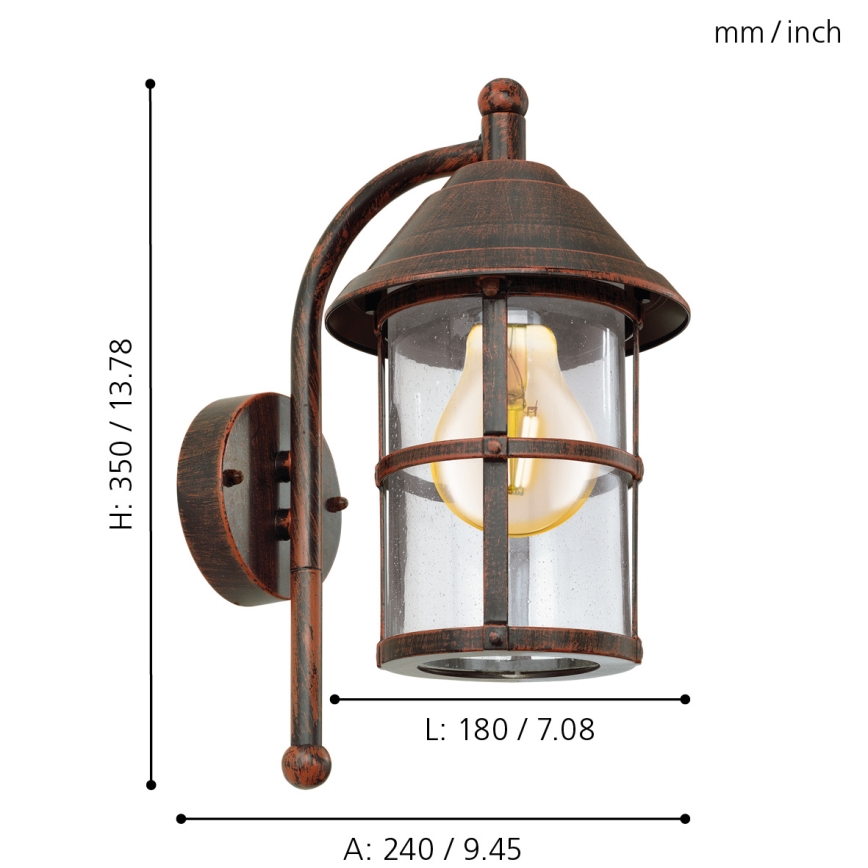 Eglo - Āra sienas lampa 1xE27/60W/230V