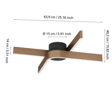 Eglo - LED RGBW dimmējams griestu gaismeklis 2xLED/18W/230V 2700-6500K vara/melns