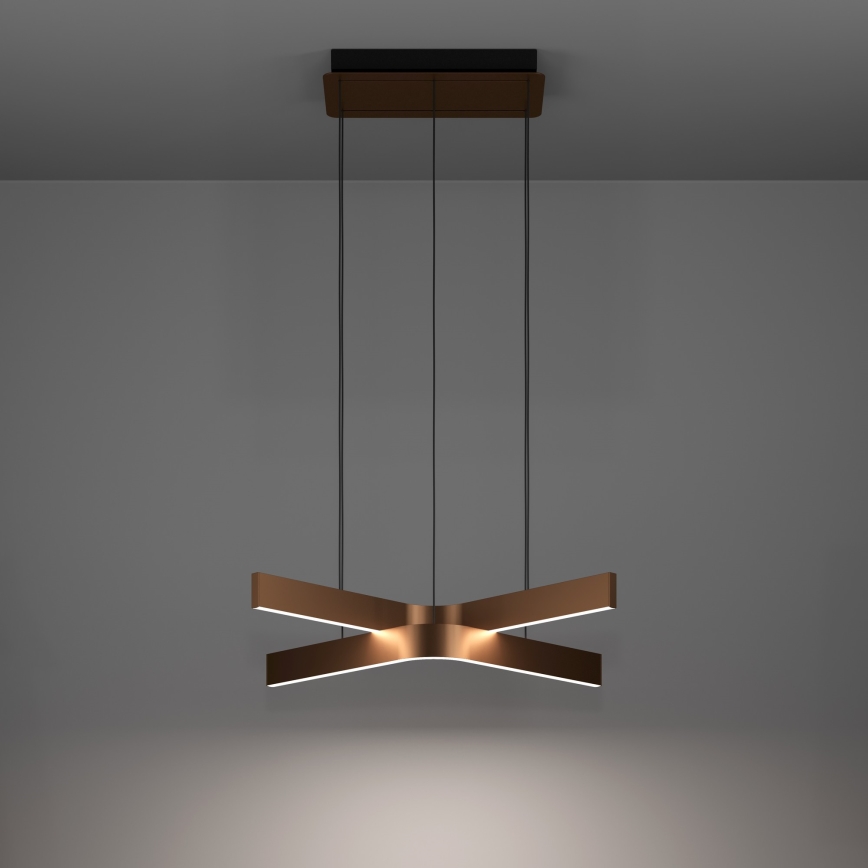 Eglo - LED RGBW dimējams piekaramais lustrs uz troses 2xLED/18W/230V vara/melna