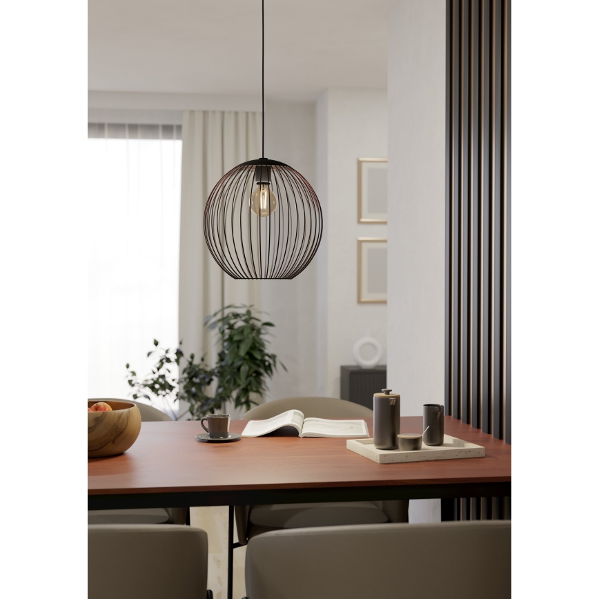 Eglo - Melna lustra ar kabeli 1xE27/60W/230V