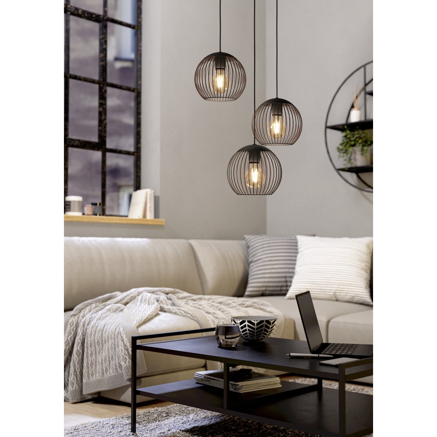 Eglo - Karājoša lampa uz kabeļa 3xE27/60W/230V melna