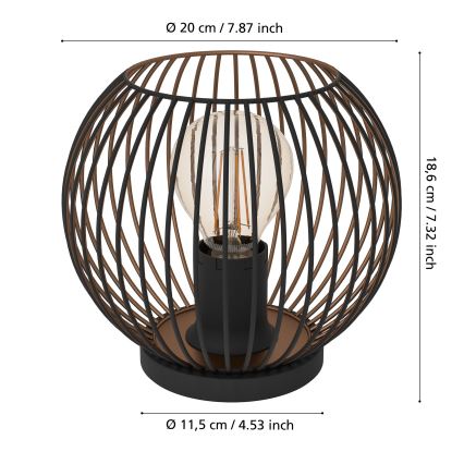 Eglo - Galda lampa 1xE27/60W/230V melna